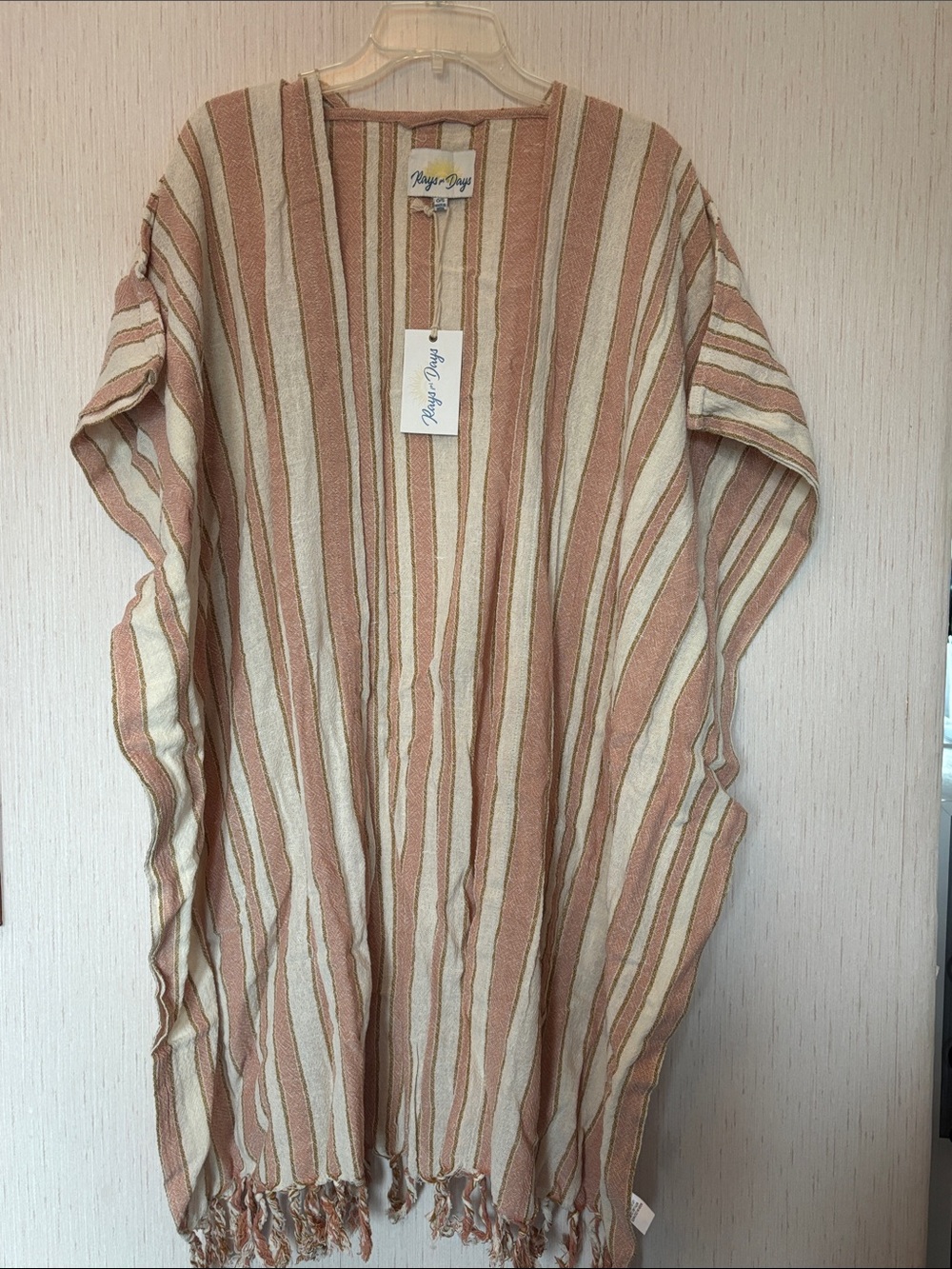 Raise For Days Beige & Dusty Rose Striped Kimono Cover-Up one size